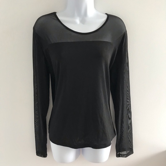 NWOT Red Coral Black Sheer Décolleté and Long Sleeves Blouse Top Plus Size - Picture 2 of 16